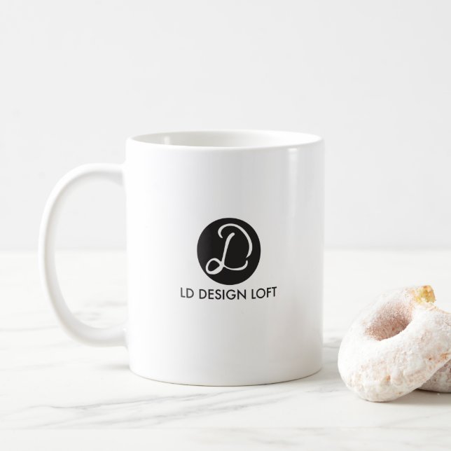 Your Logo Here editable business template Coffee Mug (With Donut)