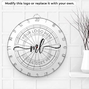 Your Logo Here Elegant Monogram Black and White Dartboard