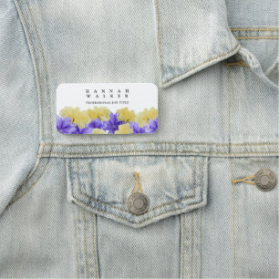 your logo here, green colour meadow flowers name tag