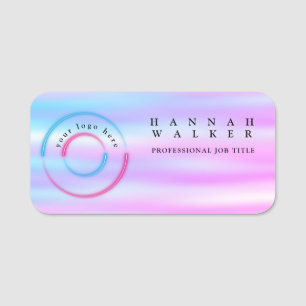 your logo here,holographic colour name tag