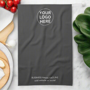 Your Logo Here l Clean Gray Branded Business  Tea Towel