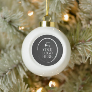 Your Logo Here Modern Ceramic Ball Christmas Ornament