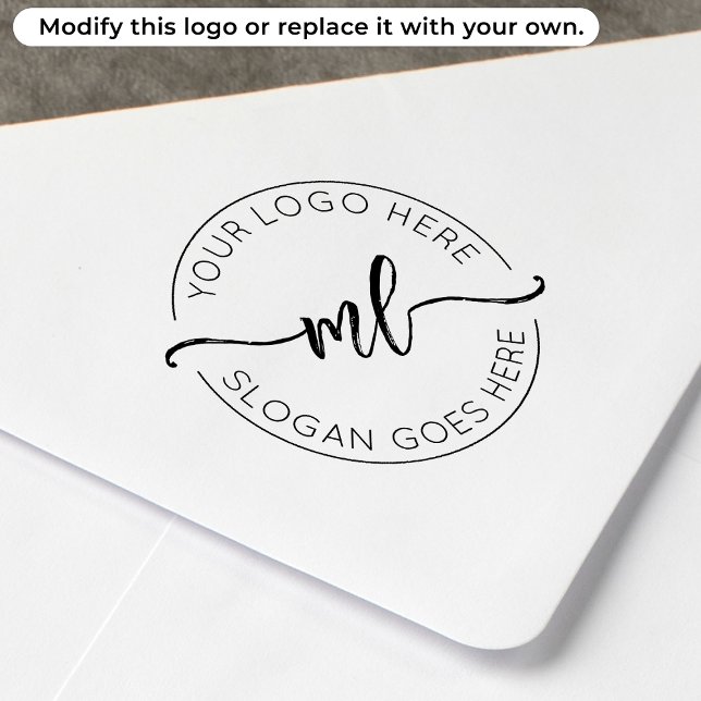 Your Logo Here Monogram Initials Business Round Self-inking Stamp (Creator Uploaded)