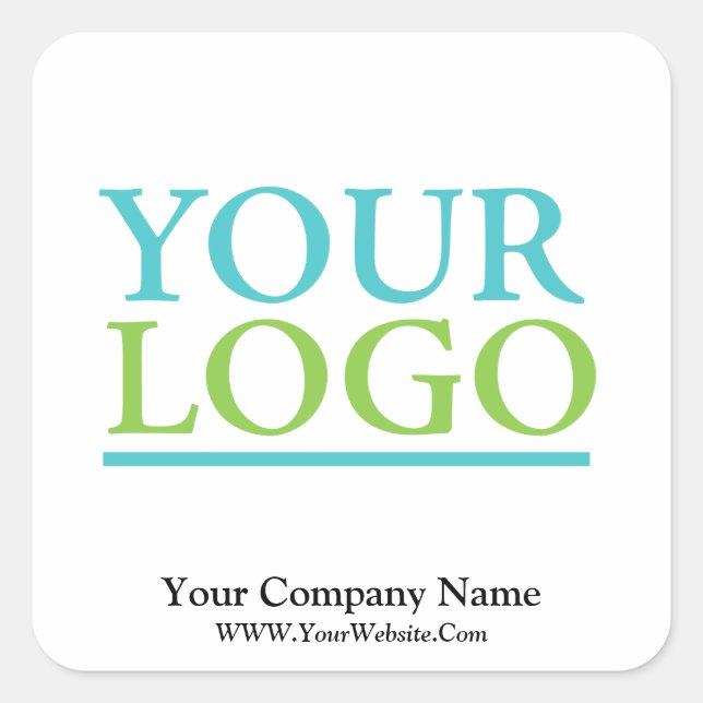 Your Logo Here, Name & Website Promo Square Sticker (Front)
