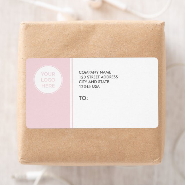 Your Logo Here Pink Business Shipping Labels (Insitu)