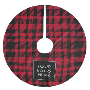 Your Logo Here Plaid Christmas Brushed Polyester Tree Skirt