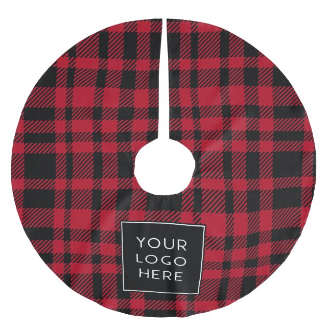 Your Logo Here Plaid Christmas Brushed Polyester Tree Skirt (Front)