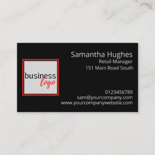 YOUR LOGO HERE PROFESSIONAL COMPANY BRANDED BLACK BUSINESS CARD