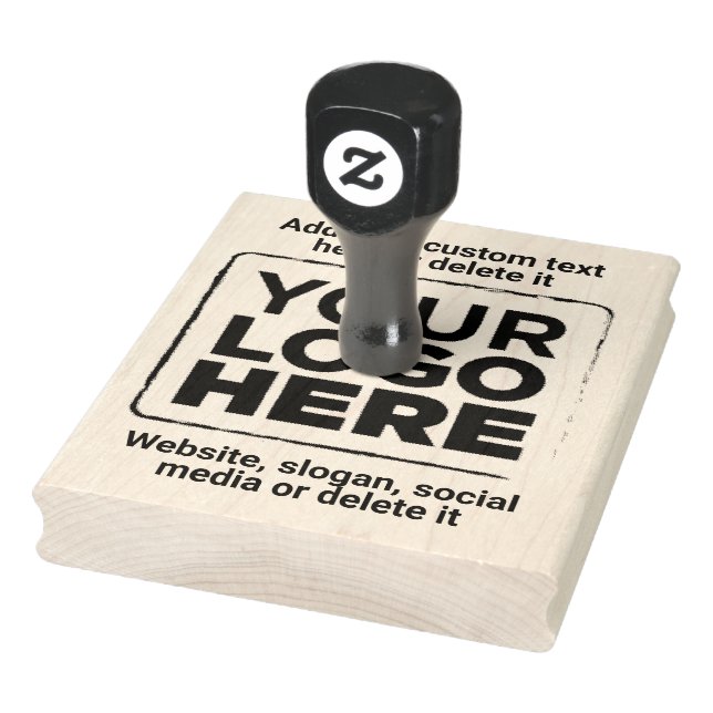 Your Logo Here Simple Bold 4"x5" Business Text Rubber Stamp (Stamp)