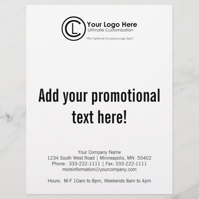 Your Logo Here Simple & Custom Marketing Flyer (Front)