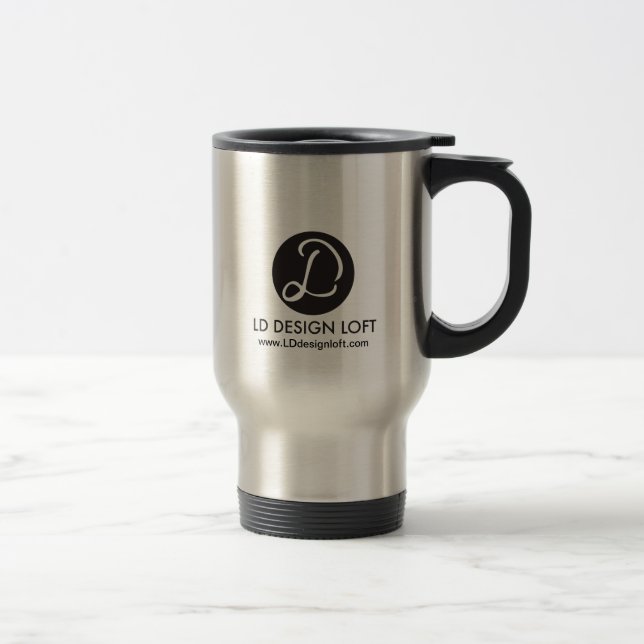 Your Logo Here, Simple, Customisable Travel Mug (Right)