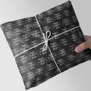 Your Logo Here Simple Modern Black & White Pattern Tissue Paper