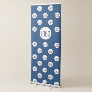 Your Logo Here Simple Step and Repeat Blue Retractable Banner