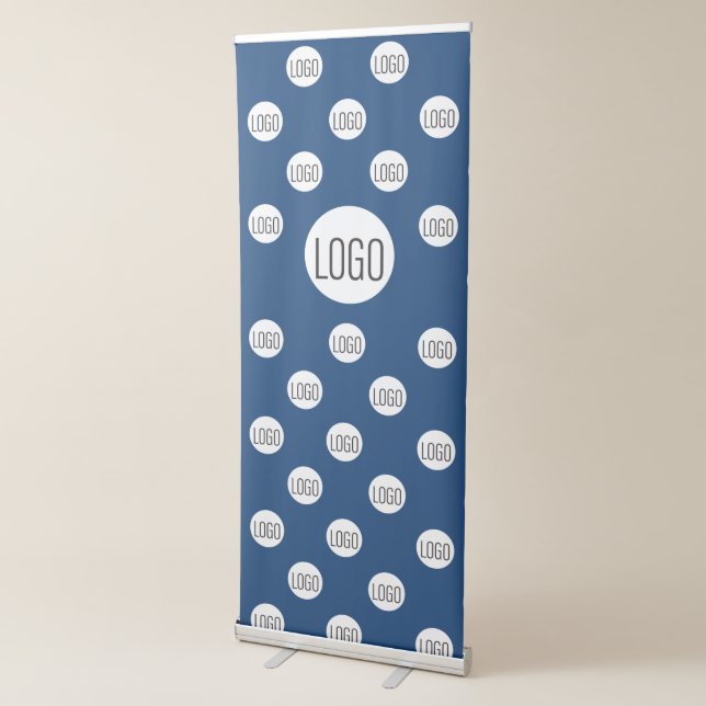 Your Logo Here Simple Step and Repeat Blue Retractable Banner (3/4)