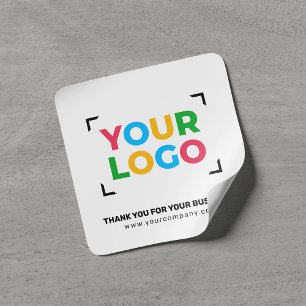 Your Logo Here Thank You Small Business White Square Sticker