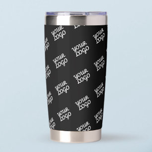 Your Logo Here Tiled Pattern Black Insulated Tumbler