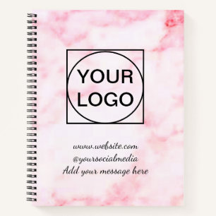 Your logo here white simple minimal PINK MARBLE No Notebook