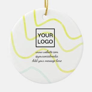 Your logo here white simple minimal yellow lines c ceramic tree decoration