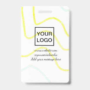 Your logo here white simple minimal yellow lines c ID badge