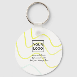 Your logo here white simple minimal yellow lines c key ring