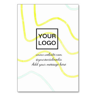 Your logo here white simple minimal yellow lines c table number
