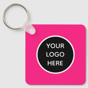 Your Logo Hot Pink Company Elegant Business Key Ring
