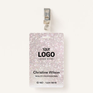 your logo ID card FAUX champagne glitter ID Badge