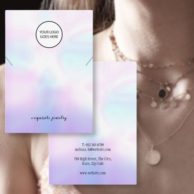 Your Logo Iridescent Necklace Jewellery Display Ca Business Card (Your Logo Iridescent Necklace Jewelry Display Card)