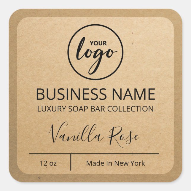 Your Logo Kraft Paper Soap Bar Labels (Front)