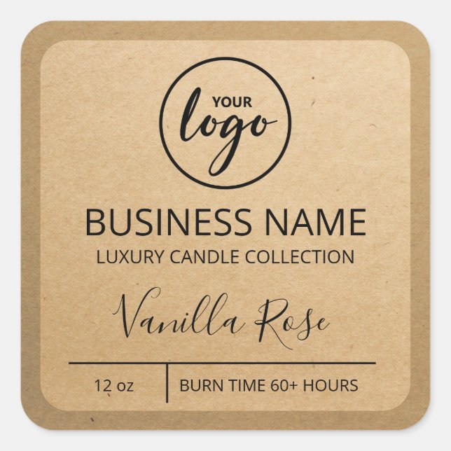 Your Logo Kraft Paper Soy Candle Labels (Front)