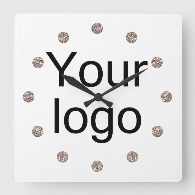 Your logo, logo, simple, minimalist, office square wall clock (Front)
