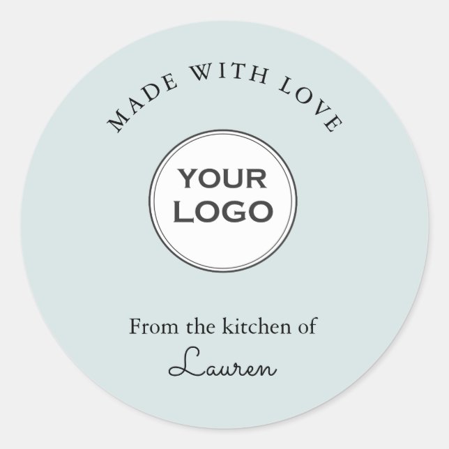 Your logo 'Made with love' Blue Classic Round Sticker (Front)