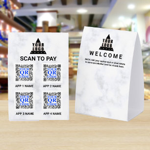 Your Logo Marble 4x6 QR Code 4 Apps Scan To Pay