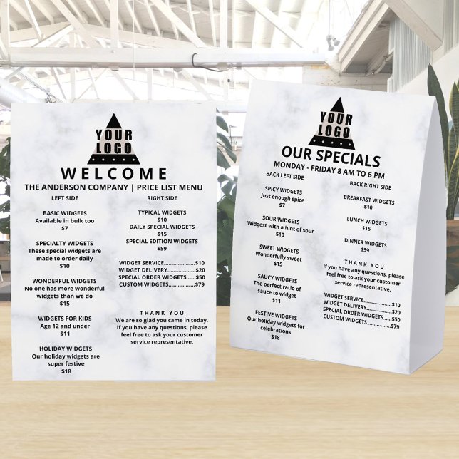 Your Logo Marble 5x7 Promotion Double Column List (This double column version is super easy to personalize for your needs)