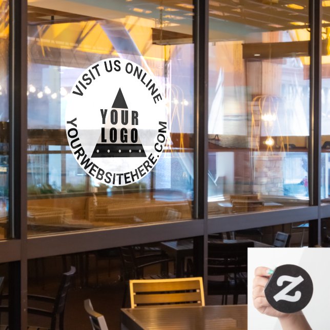 Your Logo Marble Round Your Text Custom Store Window Cling (Restaurant Window)