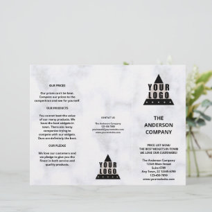 Your Logo Marble Simple Menu Price List Brochure