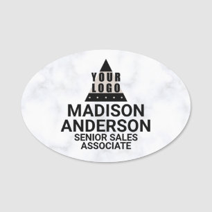 Your Logo Marble Stylish Chic Modern Custom Oval Name Tag