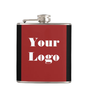 Your Logo Maroon Black  Hip Flask