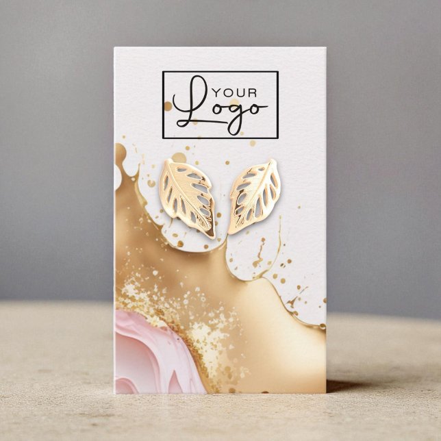 Your Logo Metallic Wave Earring Card QR Code (Creator Uploaded)