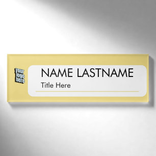 Your Logo Minimalist Blush yellow Name Tag