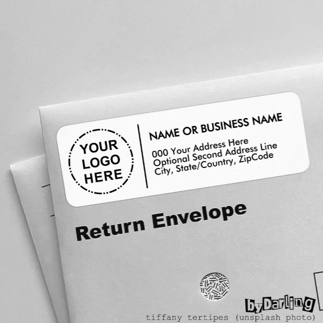 Your Logo Minimalist Modern Design Return Address (Your Logo Minimalist Modern Design Return Address Label Sticker over envelope close up)