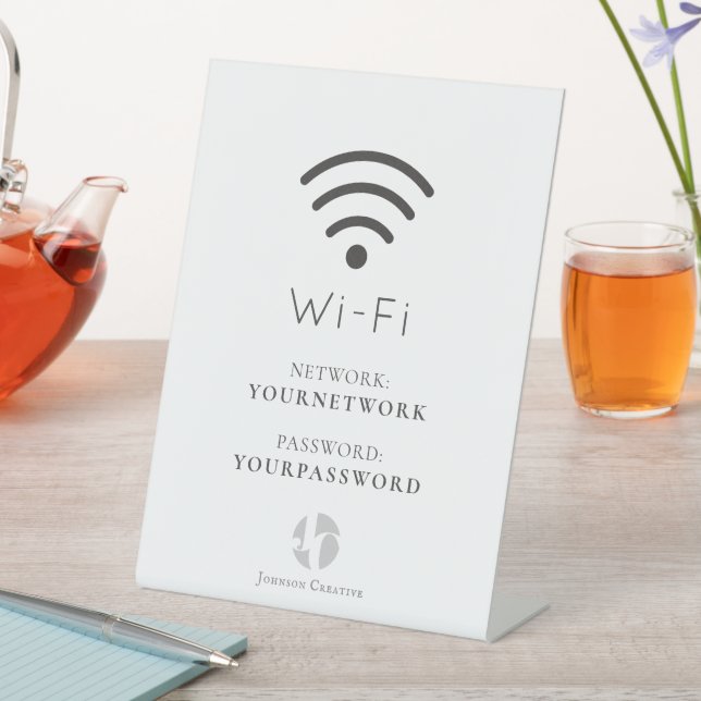Your Logo Minimalist White Wi-Fi Pedestal Sign (In SItu)