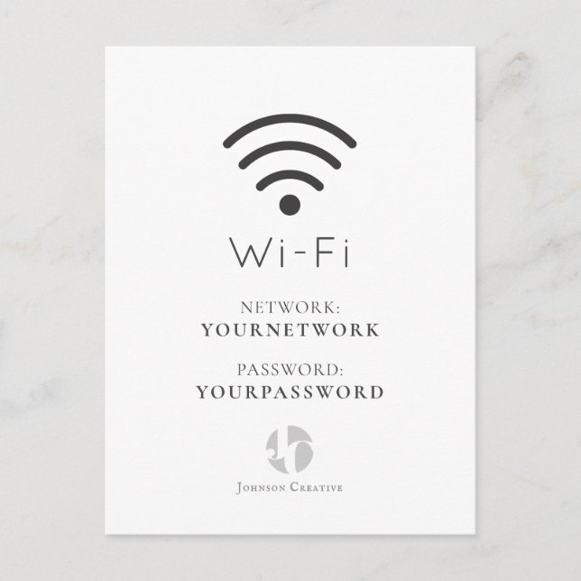 Your Logo Minimalist White Wi-Fi Sign Postcard (Front)