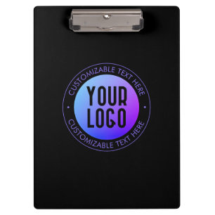 Your Logo & Modern Blue & Purple Ombre Gradient Clipboard