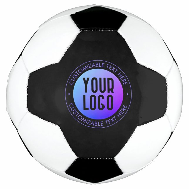 Your Logo & Modern Blue & Purple Ombre Gradient Football (Front)
