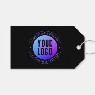 Your Logo & Modern Blue & Purple Ombre Gradient Gift Tags