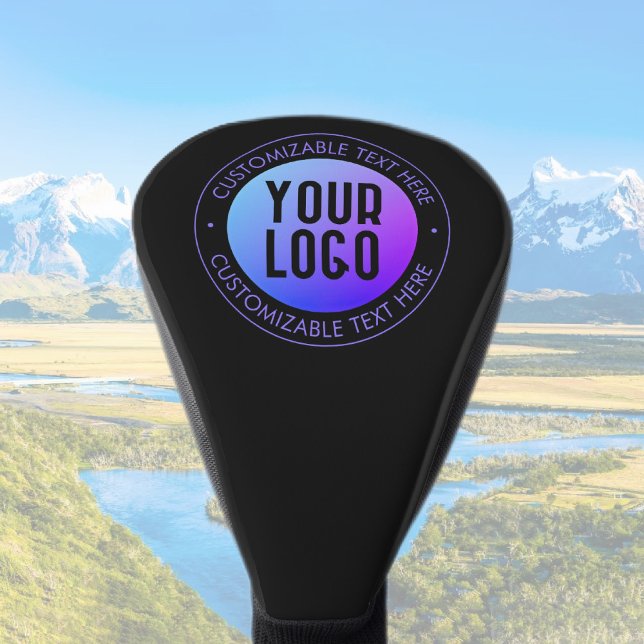 Your Logo & Modern Blue & Purple Ombre Gradient Golf Head Cover (Creator Uploaded)