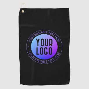 Your Logo & Modern Blue & Purple Ombre Gradient Golf Towel