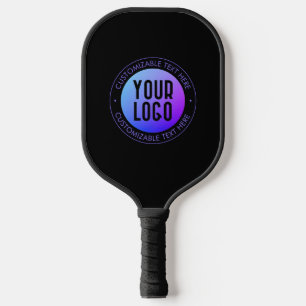 Your Logo & Modern Blue & Purple Ombre Gradient Pickleball Paddle