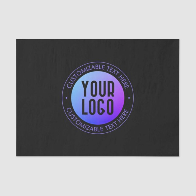 Your Logo & Modern Blue & Purple Ombre Gradient Tissue Paper (Front)